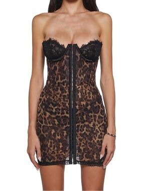 Current Mood CAPTIVATING GAZES SLIP DRESS - LEOPARD in S